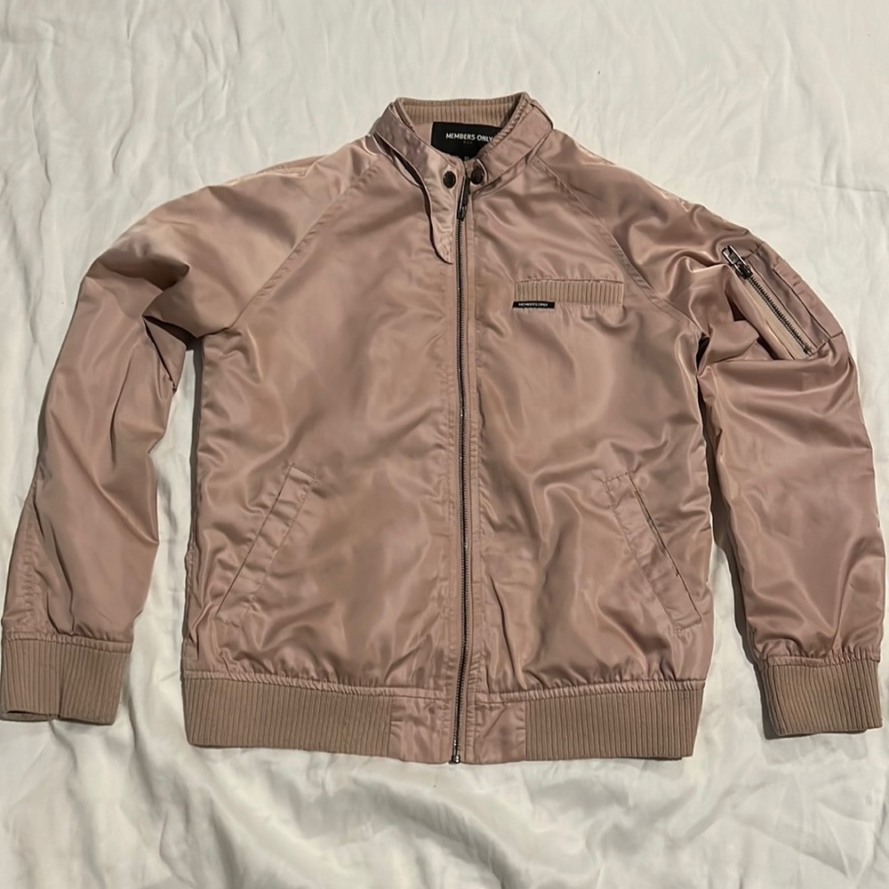 Members Only Racer Jacket, Big Kids Size 16 girls. Light Rose Gold color.